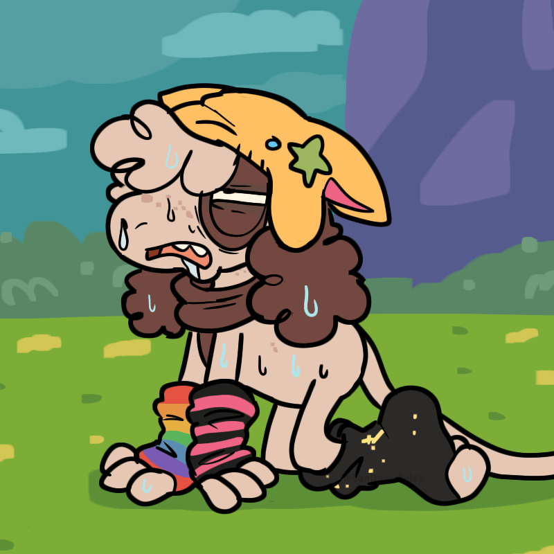 a redraw of patrick coughing. its smeeps coughing instead