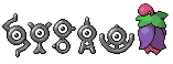 compiled pokemon sprites of the unknown 's' 'y' 'u' 'b' 'a' 'u' and a cherim